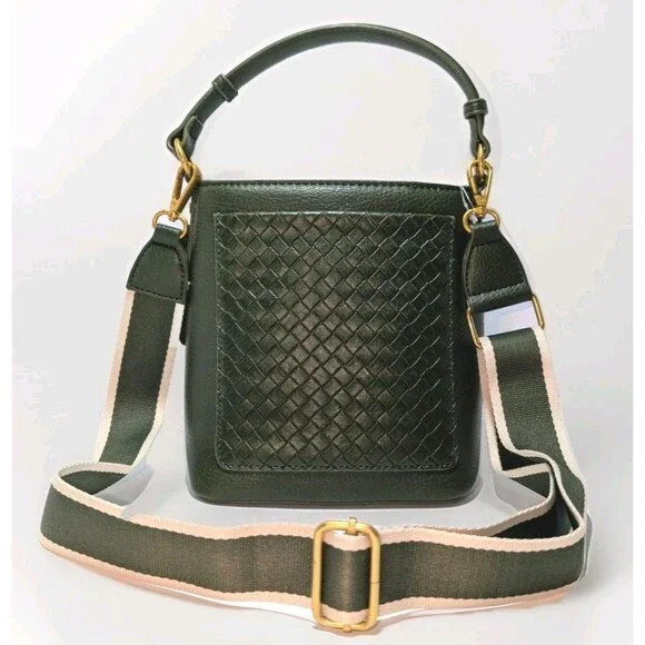 Style & Co Mini Woven Bucket Bag Womens Crossbody Purse Green New With Tags - Picture 3 of 16